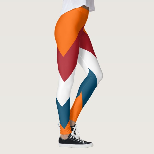 Leggings Naranja azul rojo patrón de bandas de bandera hola (Derecha)