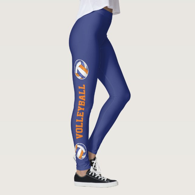 Leggings naranja azul voleyball con tramo de texto (Derecha)