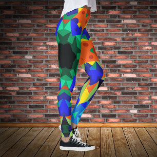 Leggings Naranja azul y verde retro Mandala