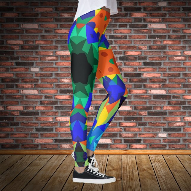 Leggings Naranja azul y verde retro Mandala (Subido por el creador)