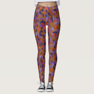 Leggings Naranja Berries Purple Leaks Simple Floral Pattern