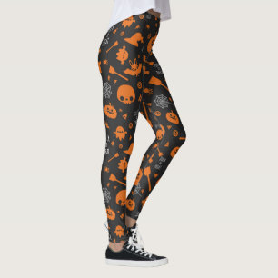 Leggings Naranja Black Halloween Trick or Treth Icons