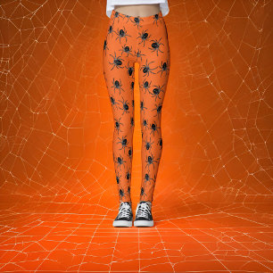Leggings Naranja Black Spider Halloween