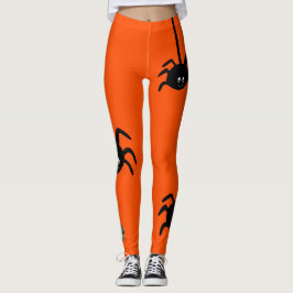 LEGGINGS NARANJA BLACK SPIDER HALLOWEEN BUSINESS LOGO PERSO