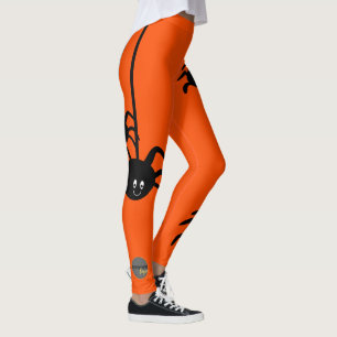 LEGGINGS NARANJA BLACK SPIDER HALLOWEEN BUSINESS LOGO PERSO