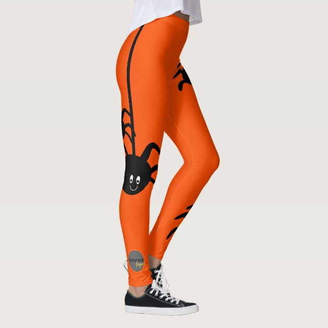 LEGGINGS NARANJA BLACK SPIDER HALLOWEEN BUSINESS LOGO PERSO (Derecha)