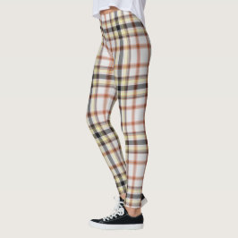 Leggings Naranja blanco Gigante negro amarillo Tartán Placa