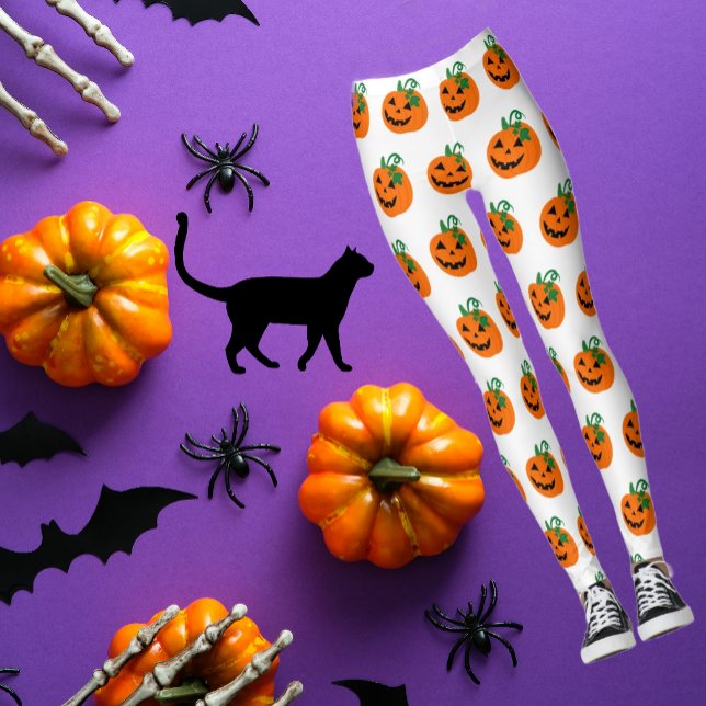 Leggings Naranja Blanco Personalizado Feliz Jack O Lantern (Now aren't  these 
jack-o'-lantern leggings so much fun?!)
