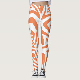 Leggings Naranja Blanco Resumen Zebra Imprimir mujeres Pier