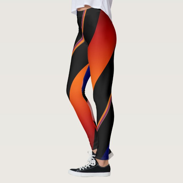 Leggings Naranja Blue Lace White Orbs Mujeres Personalizado (Izquierda)