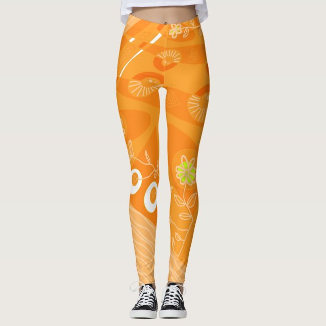 Leggings Naranja Bohemian Chintz Ilustracion Pastel (Anverso)
