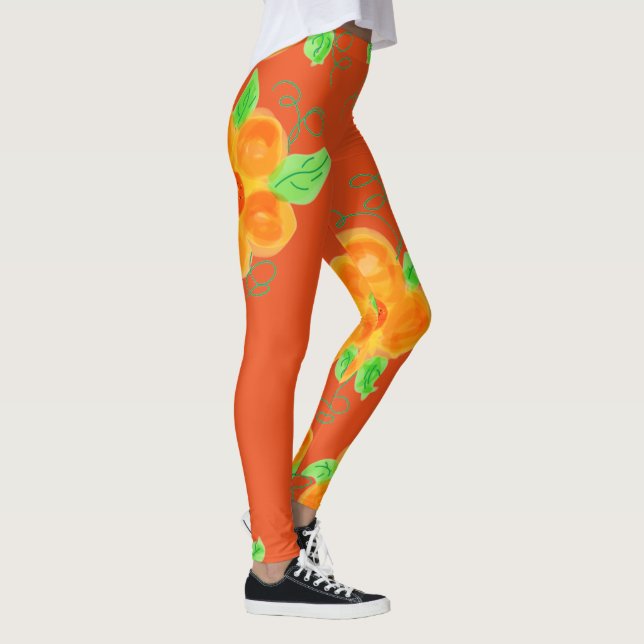 Leggings Naranja brillante Floral (Derecha)