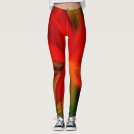 Leggings Naranja Brillante Y Resumen Verde