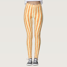 Leggings Naranja Cepillo de crema marrón paro rayas vertica