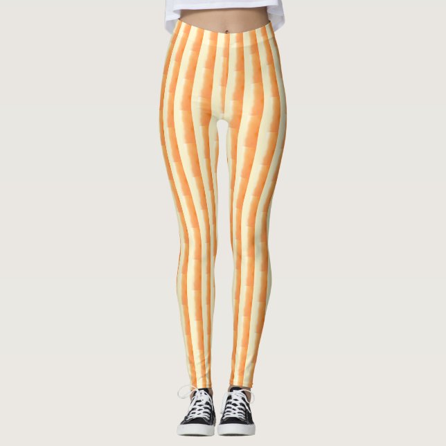Leggings Naranja Cepillo de crema marrón paro rayas vertica (Anverso)