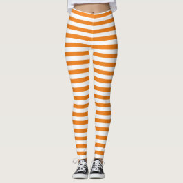 Leggings Naranja clásico simple y rayas blancas
