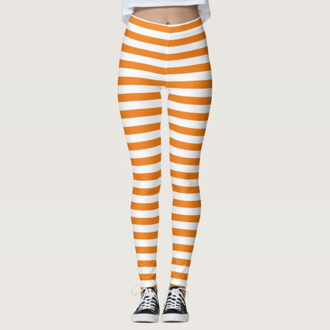 Leggings Naranja clásico simple y rayas blancas (Anverso)