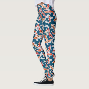 Leggings Naranja colorido y pez koi negro
