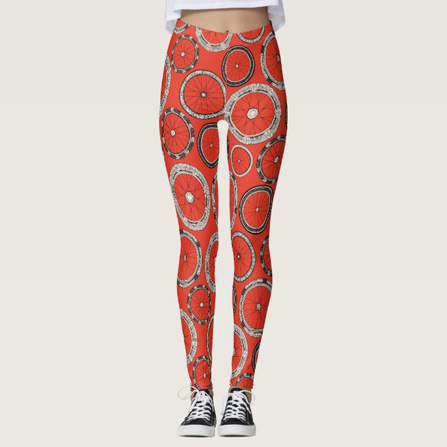 Leggings naranja contra incendios de ruedas de bicicleta (Anverso)