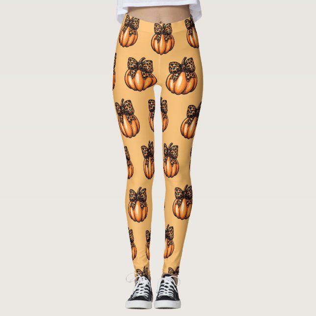 Leggings Naranja Coquette Autumeen Halloween Leopart Pumpki (Anverso)