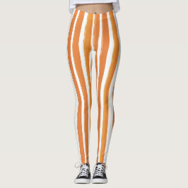 Leggings Naranja de arte de banda de caramelo y rayas verti