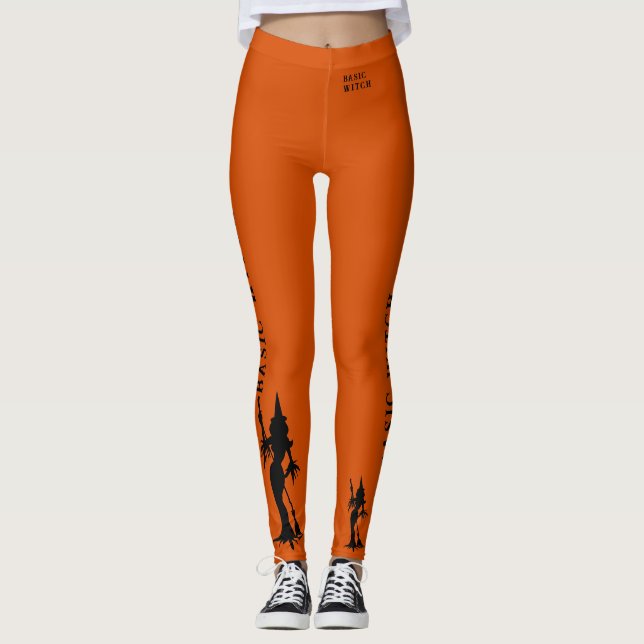 Leggings Naranja de Brujas Básica Moderno Disfraz divertida (Anverso)