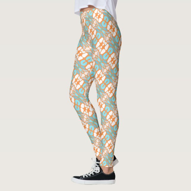 Leggings Naranja de cadera Arte Oriental Turquesa Amarillo  (Izquierda)