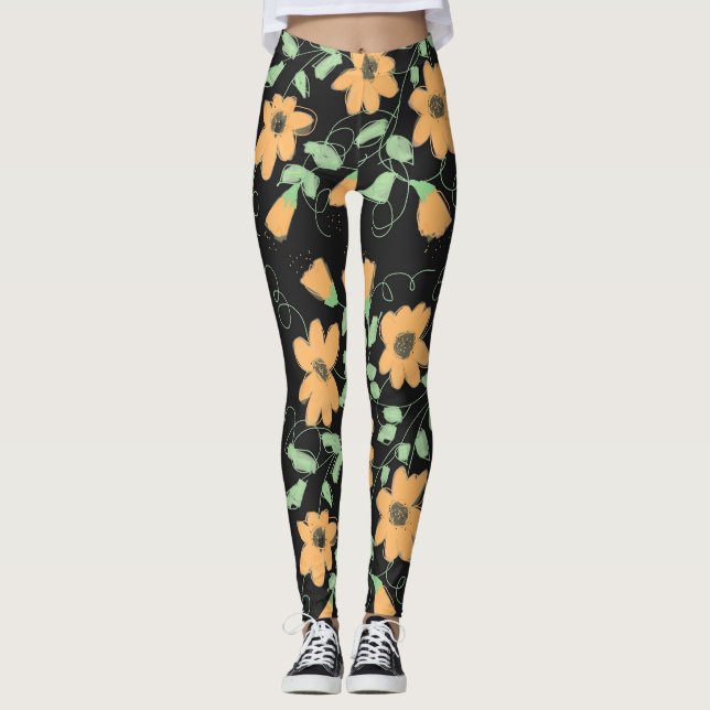 Leggings Naranja de calabaza ligera y piernas negras (Anverso)