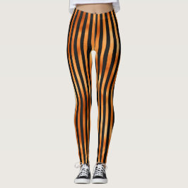 Leggings Naranja De Cobre Negro Y Sombrío En Tiras