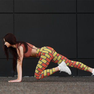 Leggings Naranja de entrenamiento de chevron de ladrillo am
