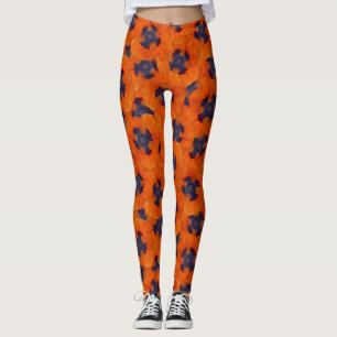 Leggings Naranja de escarlata Poppy patrón sin soldadura