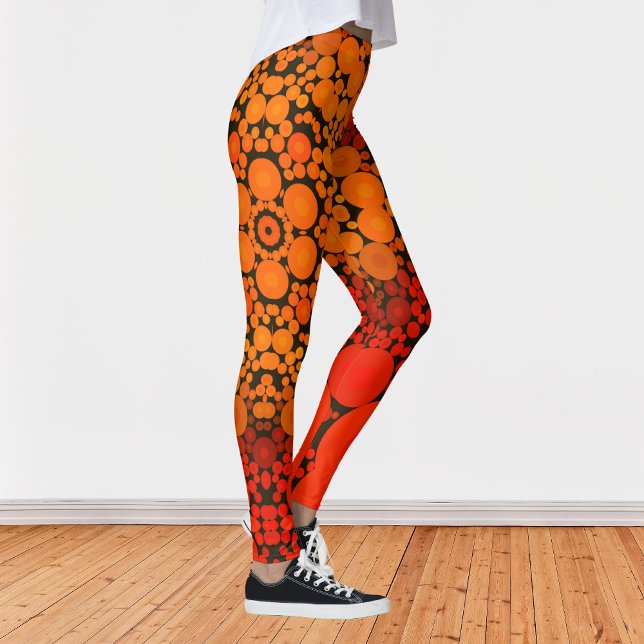 Leggings Naranja de flores Dot Mandala y negro (Subido por el creador)