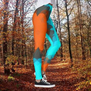 Leggings Naranja de flores Retro Mandala y azul