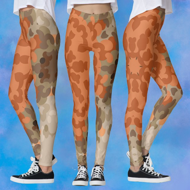 Leggings Naranja de flores Retro Mandala y Tan (Subido por el creador)