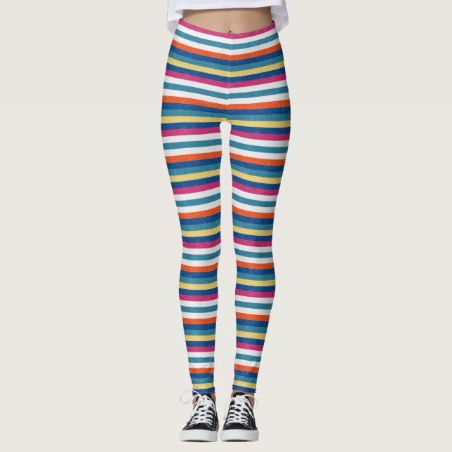 Leggings Naranja de frambuesa azul Estampado blanco amarill (Anverso)