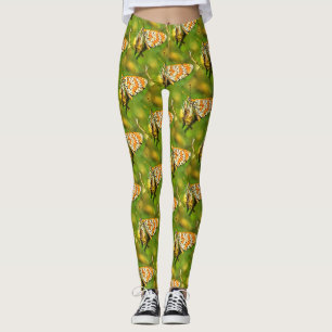 Leggings Naranja de Fritillary y mariposa blanca