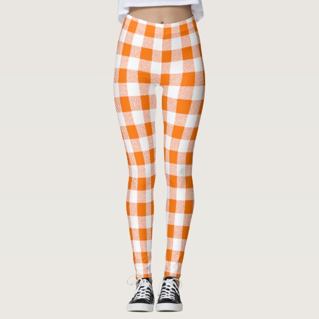 Leggings Naranja de Gingham Check (Anverso)
