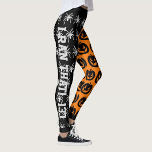 Leggings Naranja de Guay y arañas y calabazas negras