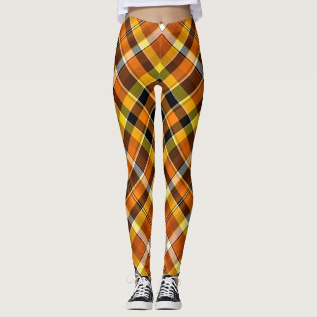 Leggings Naranja de Halloween, amarillo y negro (Anverso)