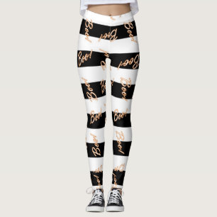 Leggings Naranja de Halloween BOO Negro y Blanco Rayado Fes