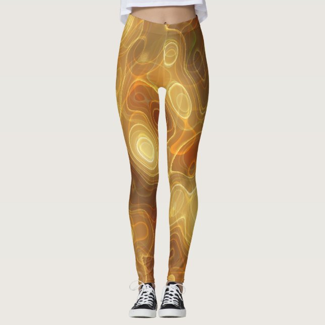Leggings Naranja de Halloween y Piernas Swirl de Oro (Anverso)