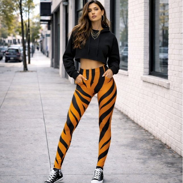 Leggings Naranja de impresión de tigres del lado salvaje Ha (Subido por el creador)