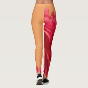 Leggings Naranja de melón y floral rosa caliente
