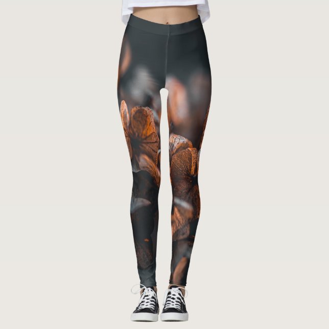 Leggings Naranja de niebla profunda Hydrangea (Anverso)