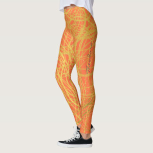 Leggings Naranja de oro abstracto