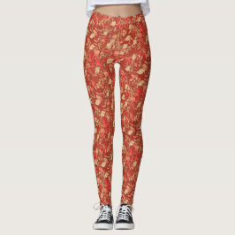 Leggings Naranja de óxido de hojas de otoño rojo parece bei
