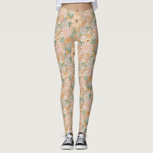 Leggings Naranja De Peach Floral Gris Rosa