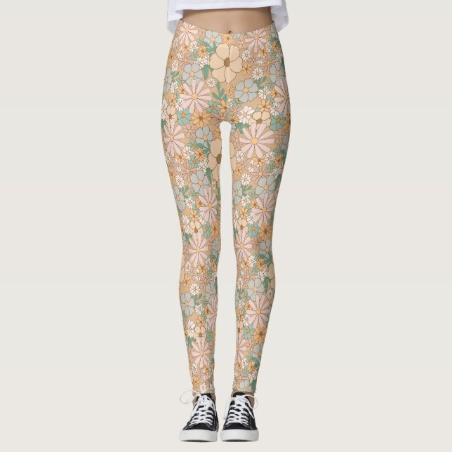 Leggings Naranja De Peach Floral Gris Rosa (Anverso)