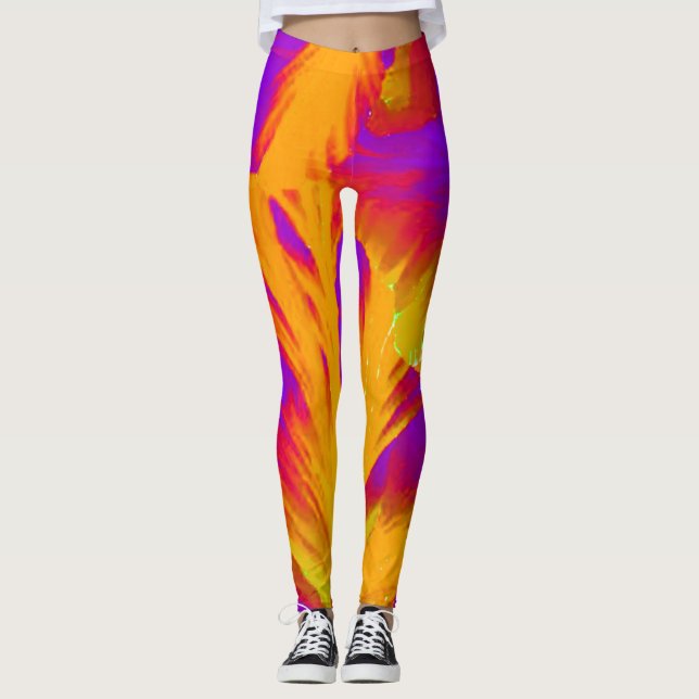 Leggings Naranja de piernas audaces y entrenamiento púrpura (Anverso)