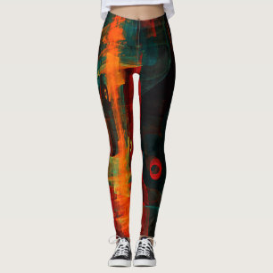 Leggings Naranja del agua Azul Rojo Azul Moderno Resumen Pa